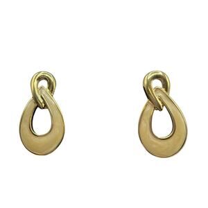 Vintage Avon Gold Tone & Yellow Enamel Infinity Shape Stud Earrings